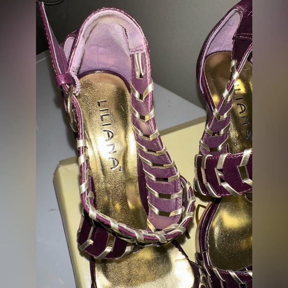 Liliana Purple and gold sandals high heels - Picture 5 of 9